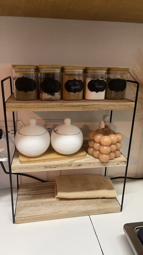 Industrial Metal & Wood Kitchen Spice Rack