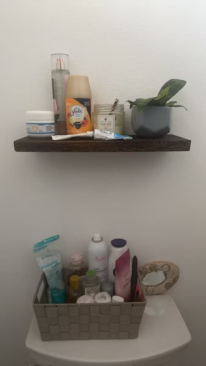 Solid Wood Floating Horizontal Wall-Mounted Bookshelf