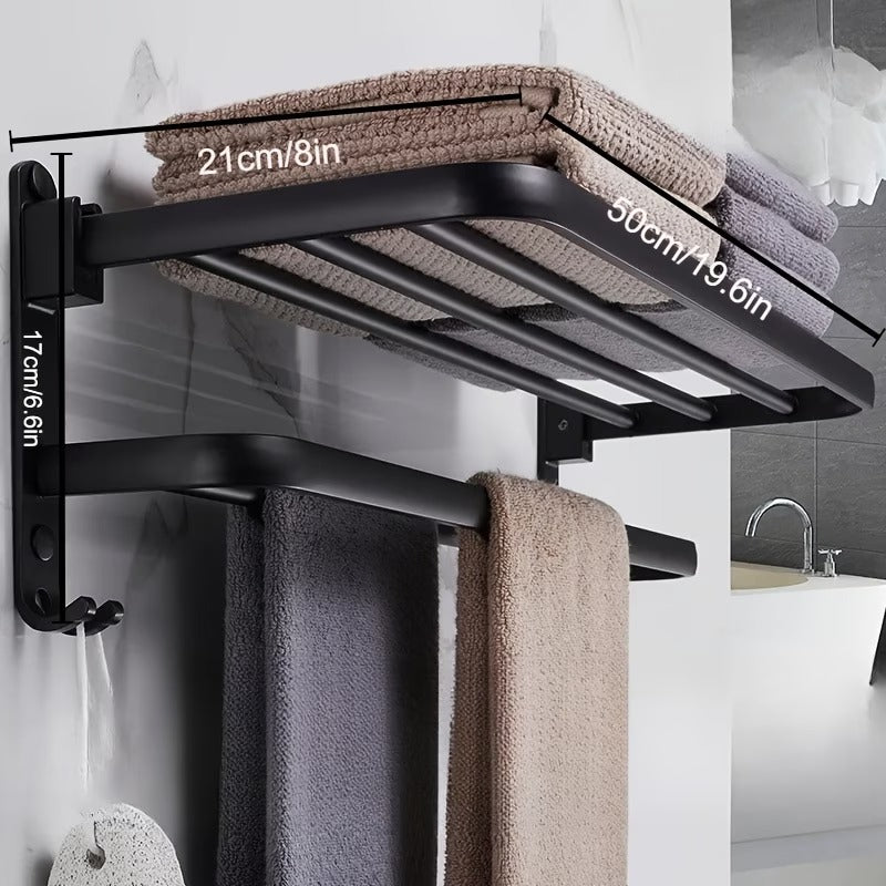 Wall-Mounted Bathroom Towel Rack with Shelf