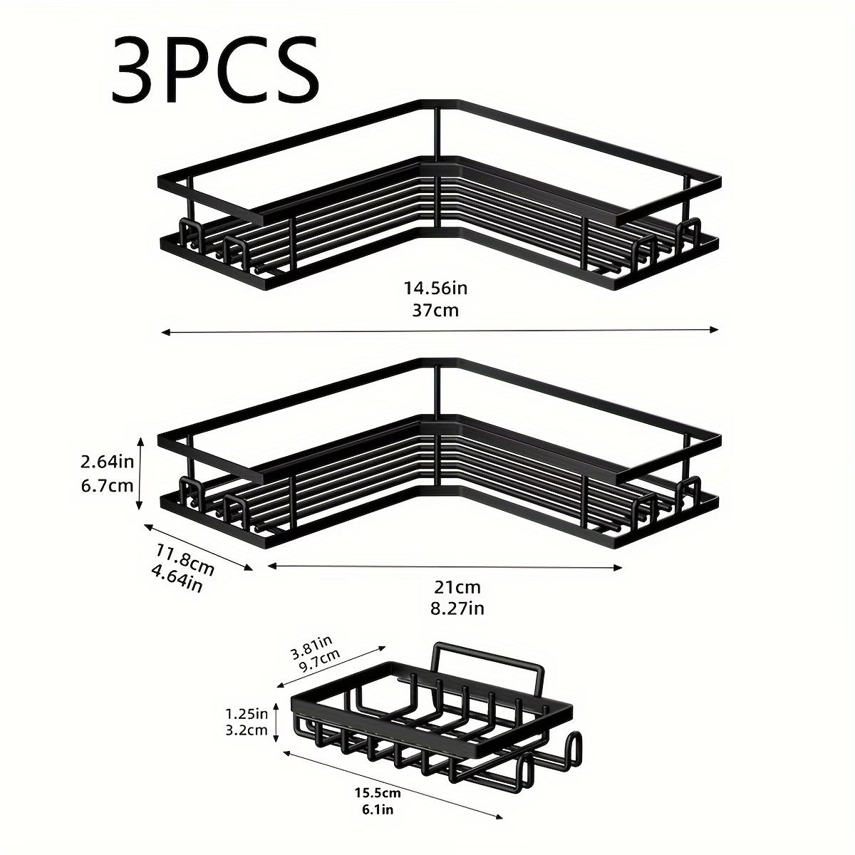 No-Drill Adhesive Corner Shower Caddy Set