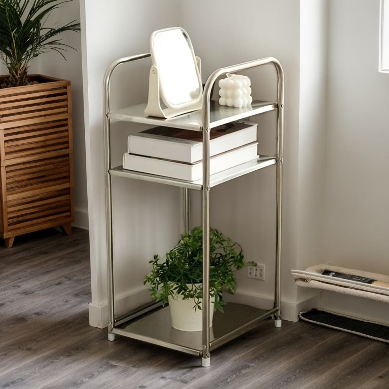 Modern 3-Tier Stainless Steel Accent Shelf