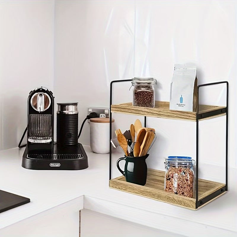 Industrial Metal & Wood Kitchen Spice Rack