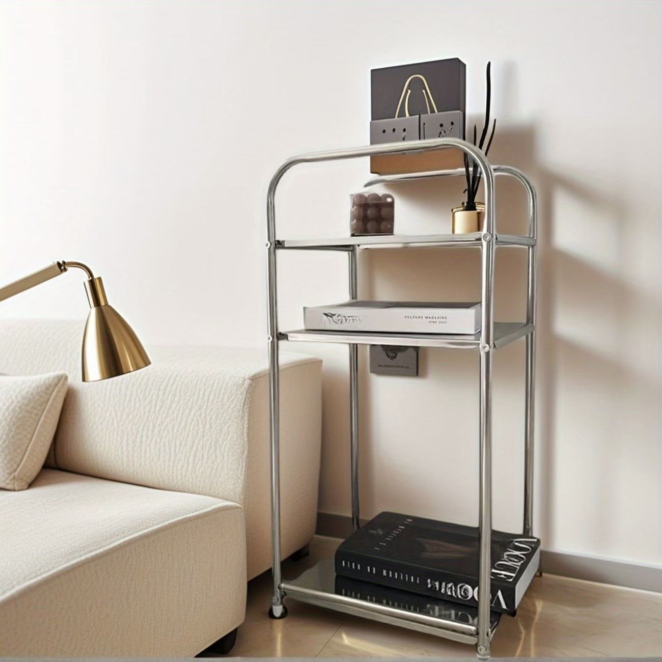 Modern 3-Tier Stainless Steel Accent Shelf