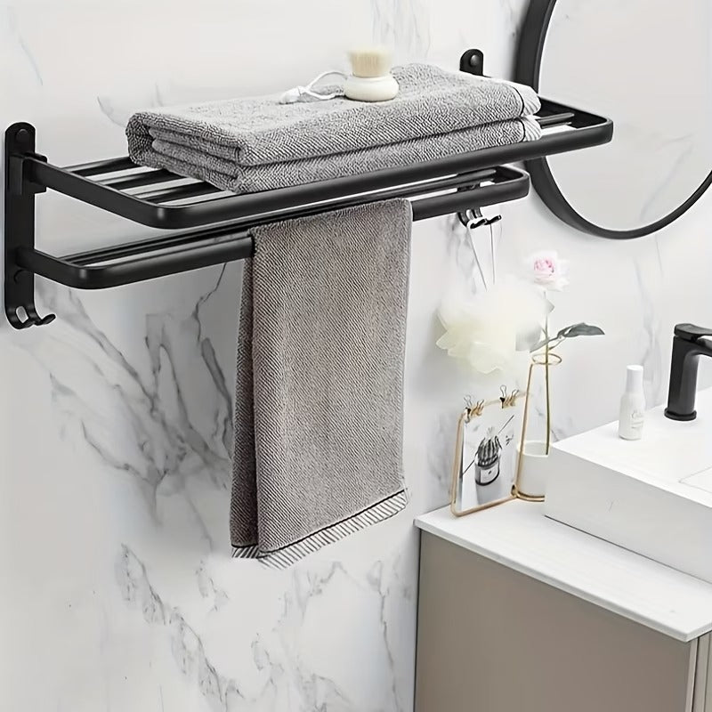 Wall-Mounted Bathroom Towel Rack with Shelf
