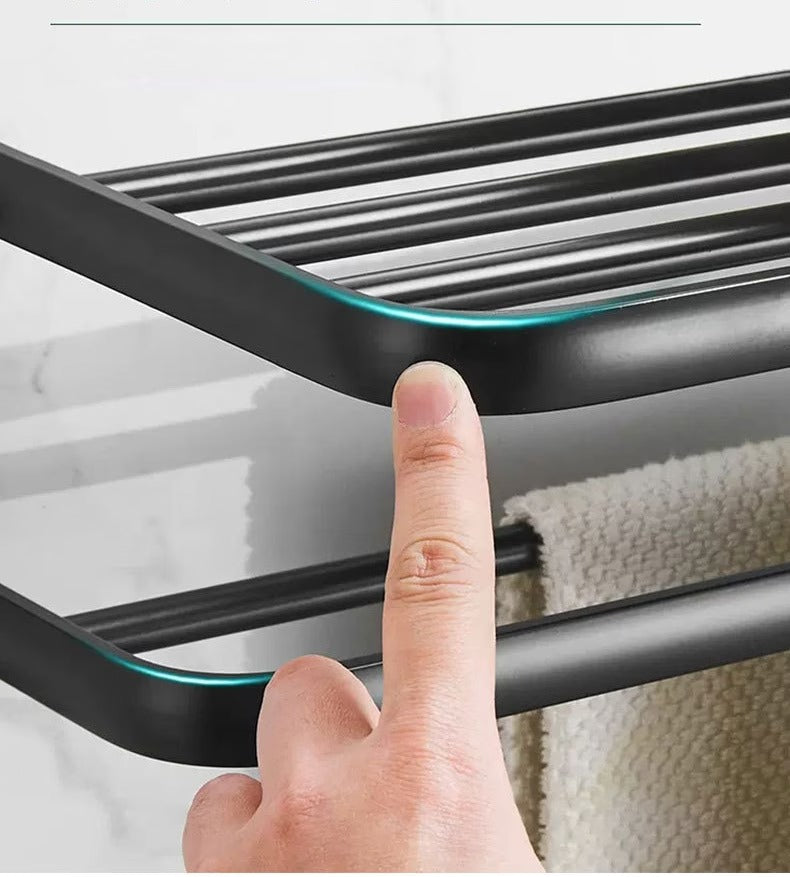 Wall-Mounted Bathroom Towel Rack with Shelf