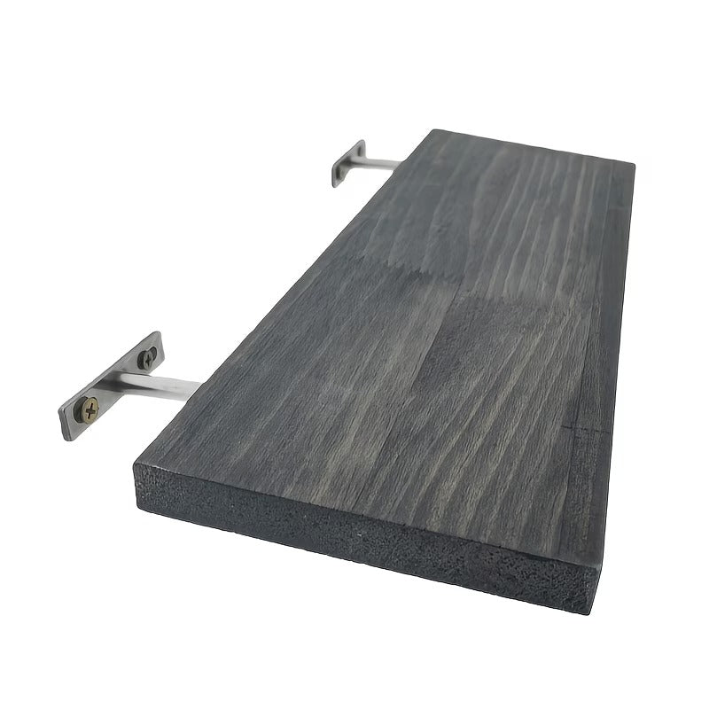 Solid Wood Floating Horizontal Wall-Mounted Bookshelf