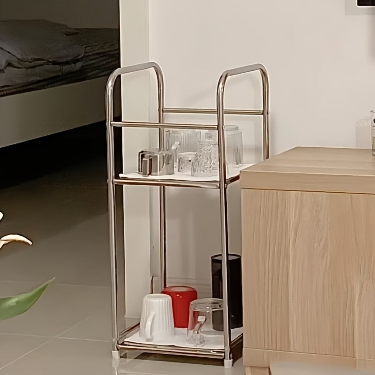 Modern 3-Tier Stainless Steel Accent Shelf