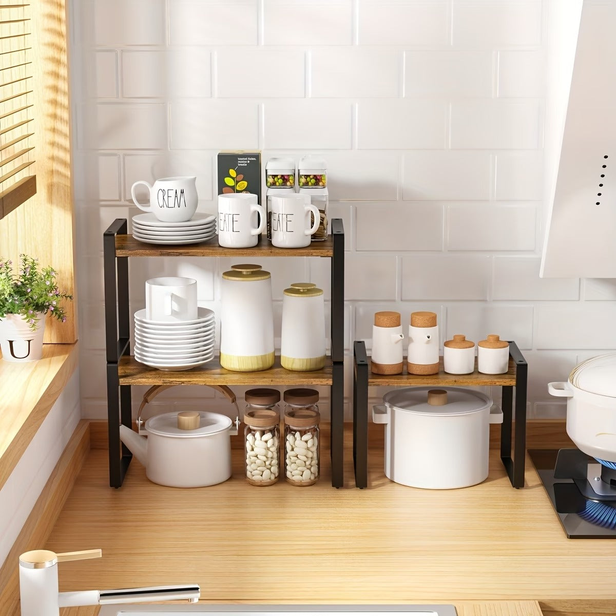 Two-Tier Multi-Purpose Desk and Storage Shelf