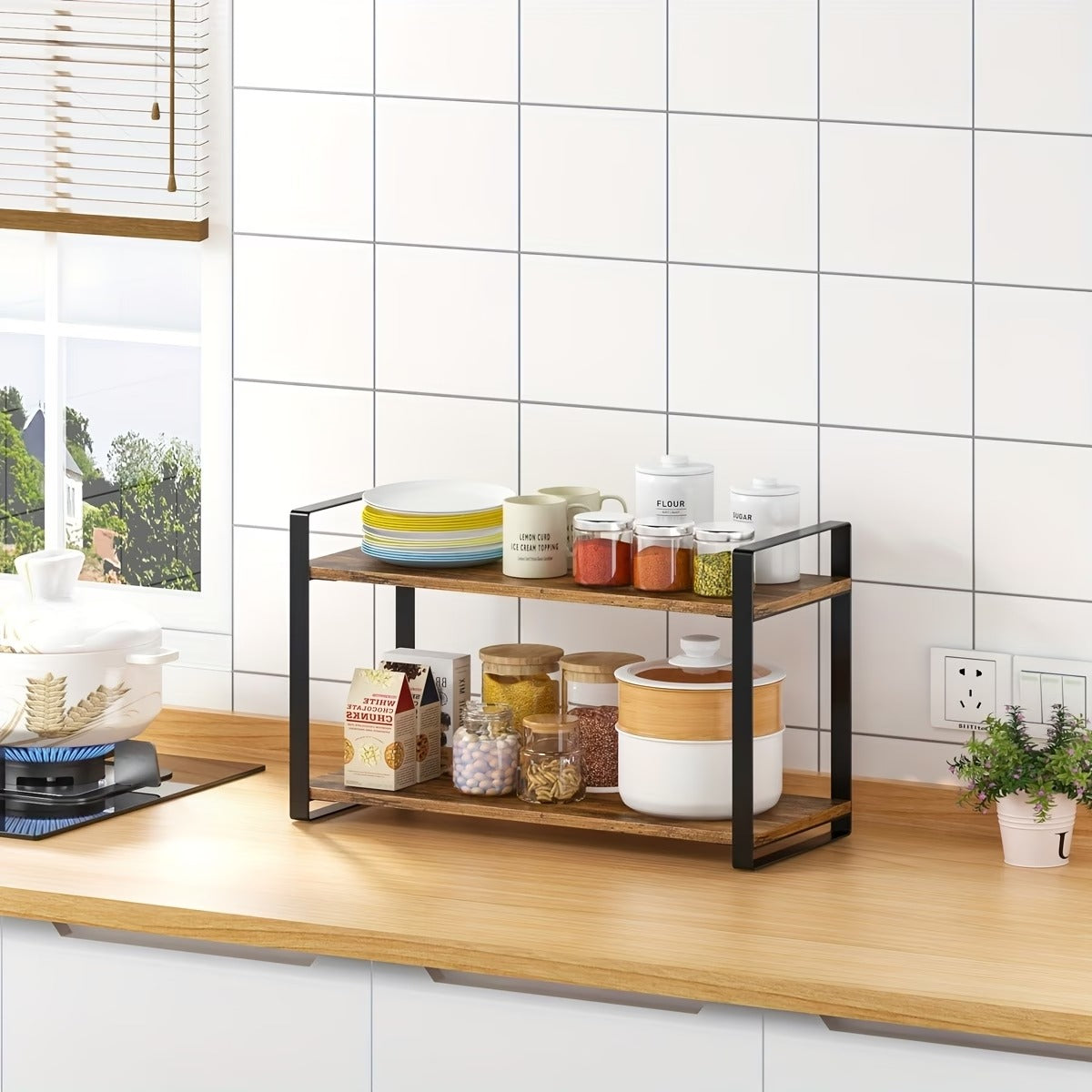 Two-Tier Multi-Purpose Desk and Storage Shelf