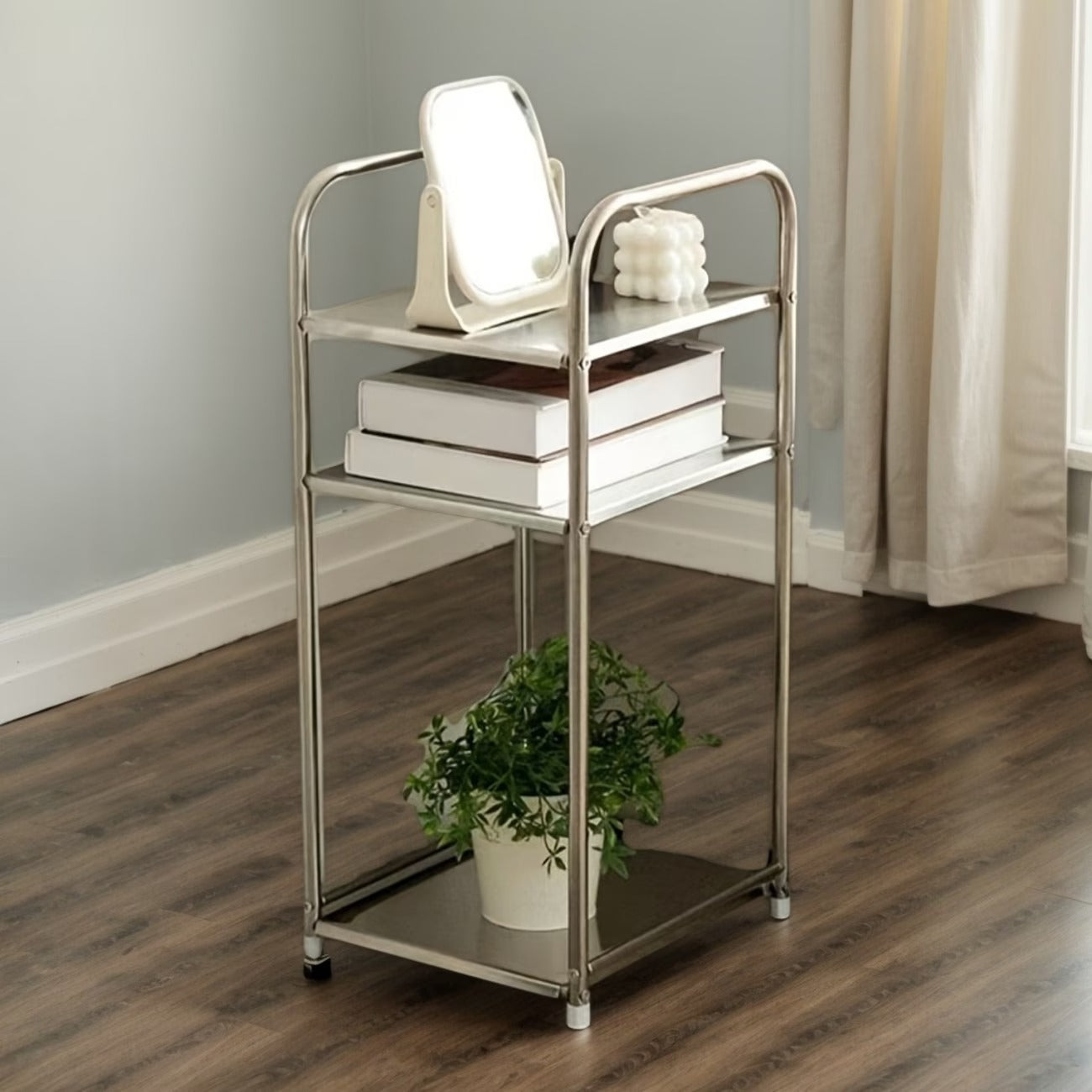 Modern 3-Tier Stainless Steel Accent Shelf
