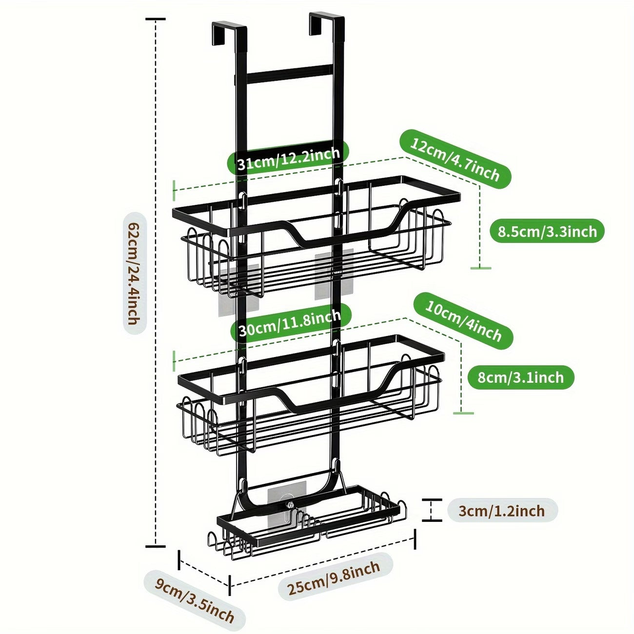 3-Tier Rustproof Over-the-Door Shower Caddy