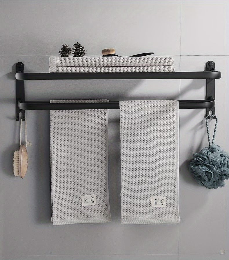 Wall-Mounted Bathroom Towel Rack with Shelf