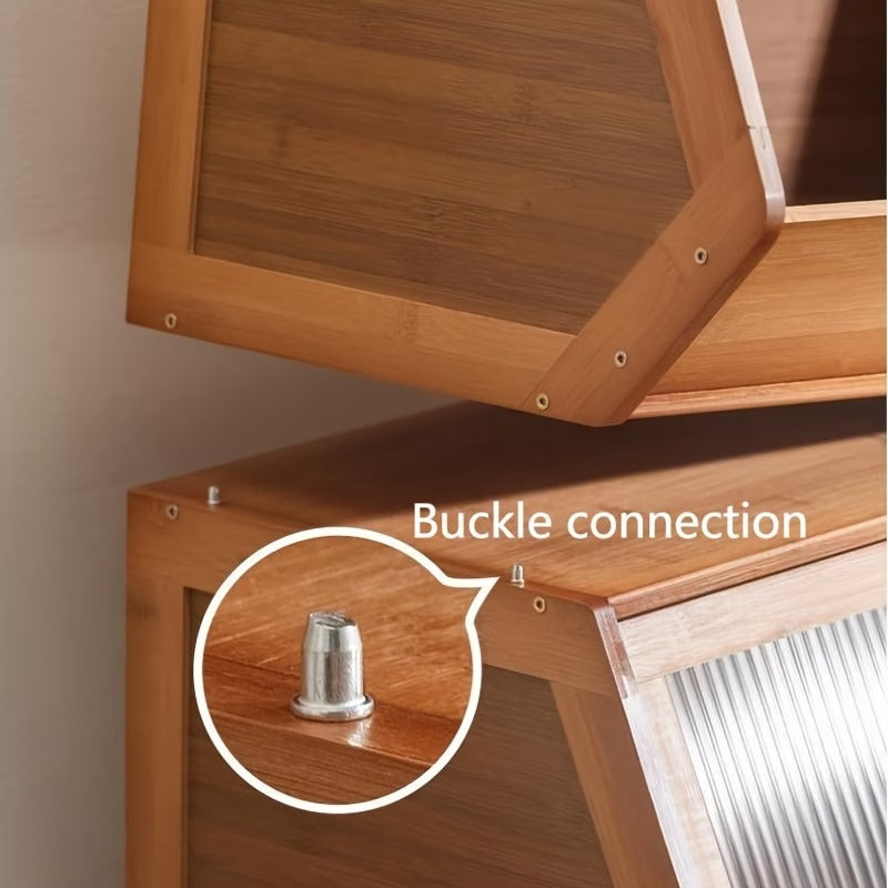 Stackable Storage Cabinet with Plastic Rattan Door