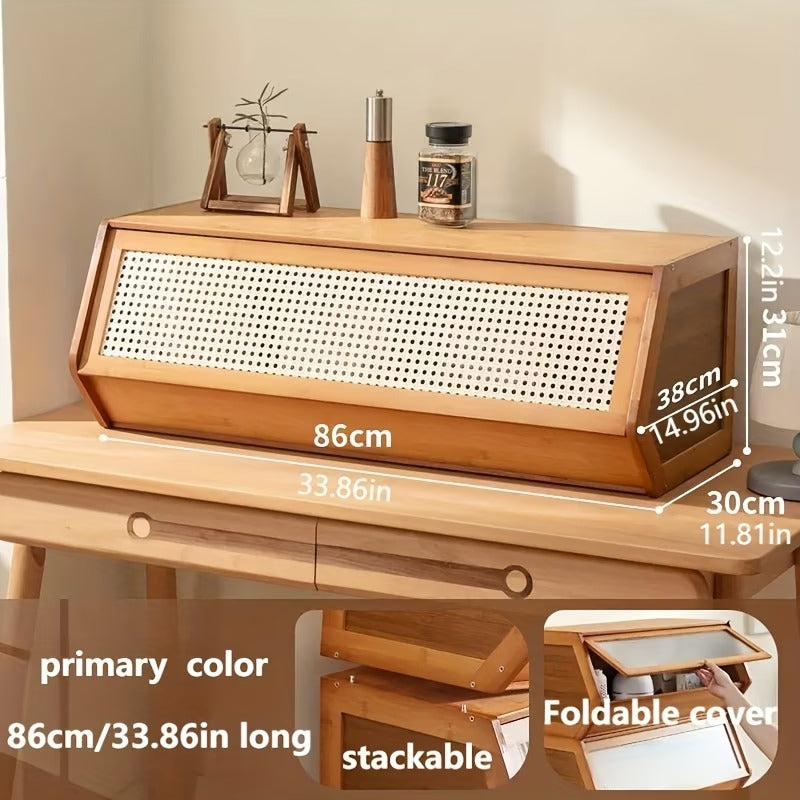 Stackable Storage Cabinet with Plastic Rattan Door